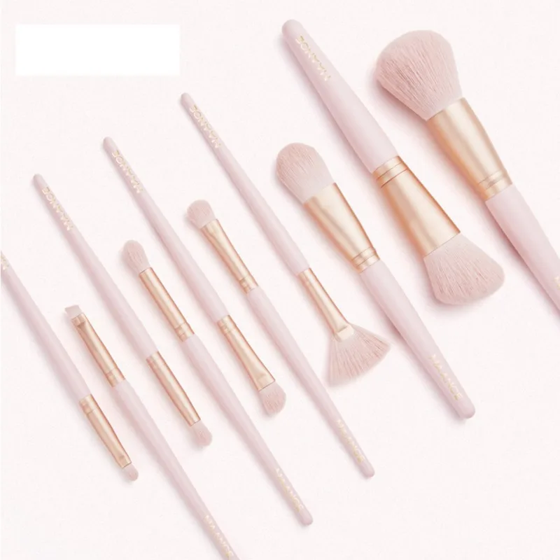 

Hot Hot 10Pcs Makeup Brush Kit Foundation Loose Powder Brush Eyeshadow Brush Lip Brush Blush Brush Set
