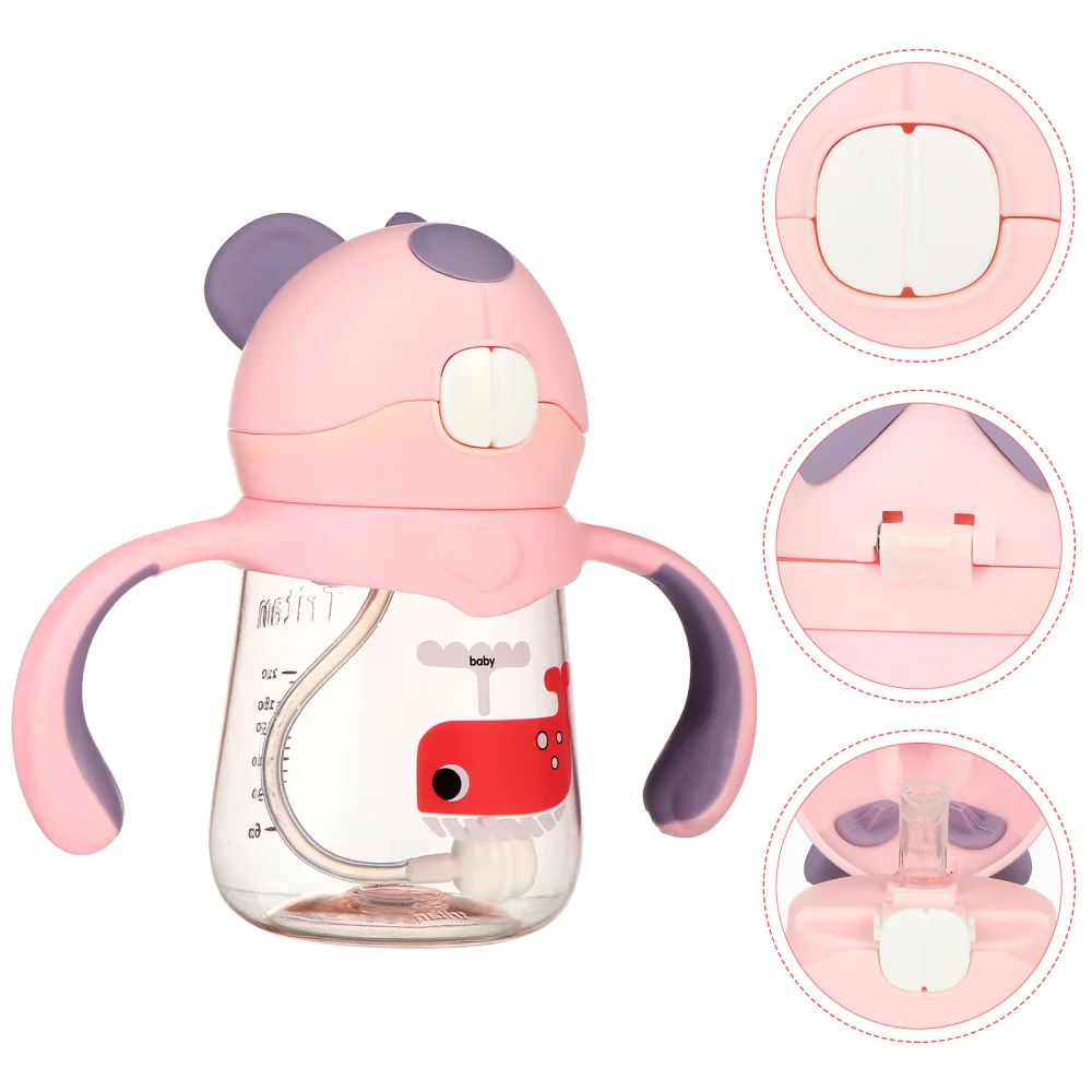 

1PC 300ML Sippy Cup Portable Straw Cup Weighted Baby Trainer Cup with Handle