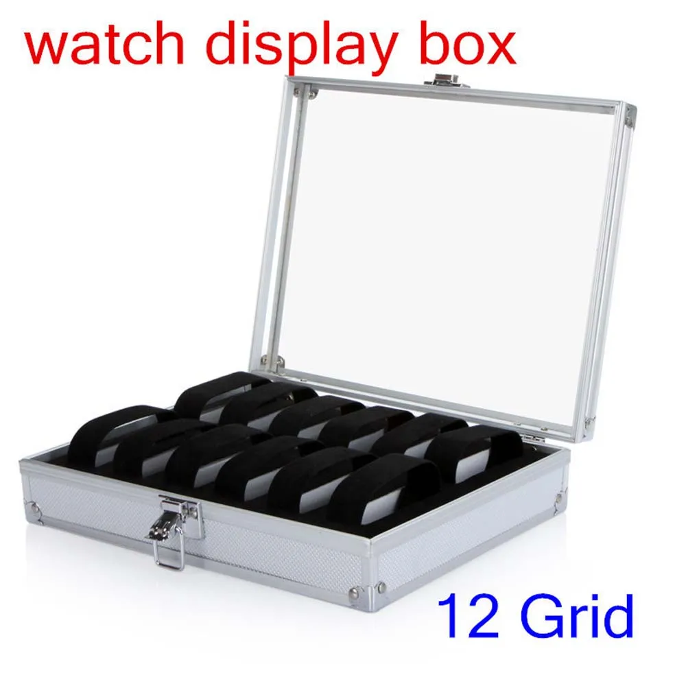 

Watch storage box Aluminum Alloy Case Useful 12 Grid Slots Jewelry Watches Aluminium Alloy Display Storage Box Case Watch