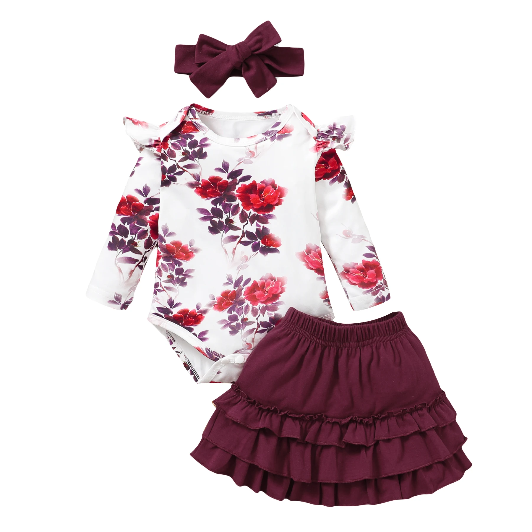 

Newborn Baby Girl Clothes Set Floral Print Romper + Ruffle Skirt Toddler Girl Outfits Fall Autumn Baby Clothing Drop Shipping
