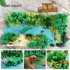 Креативные строительные блоки MOC для горшечных растений, Аксессуары для игрушек, цветы, дерево, сад, кокос, джунгли, уличное освещение, сцены