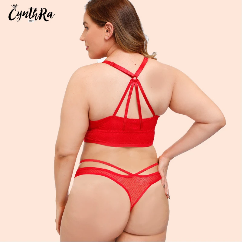 

CYNTHRA Bralette Set Female 2020 New Beautiful Back Push Up Lingerie Sexy Thong Plus Size Lace Underwear Suit For Women Hot
