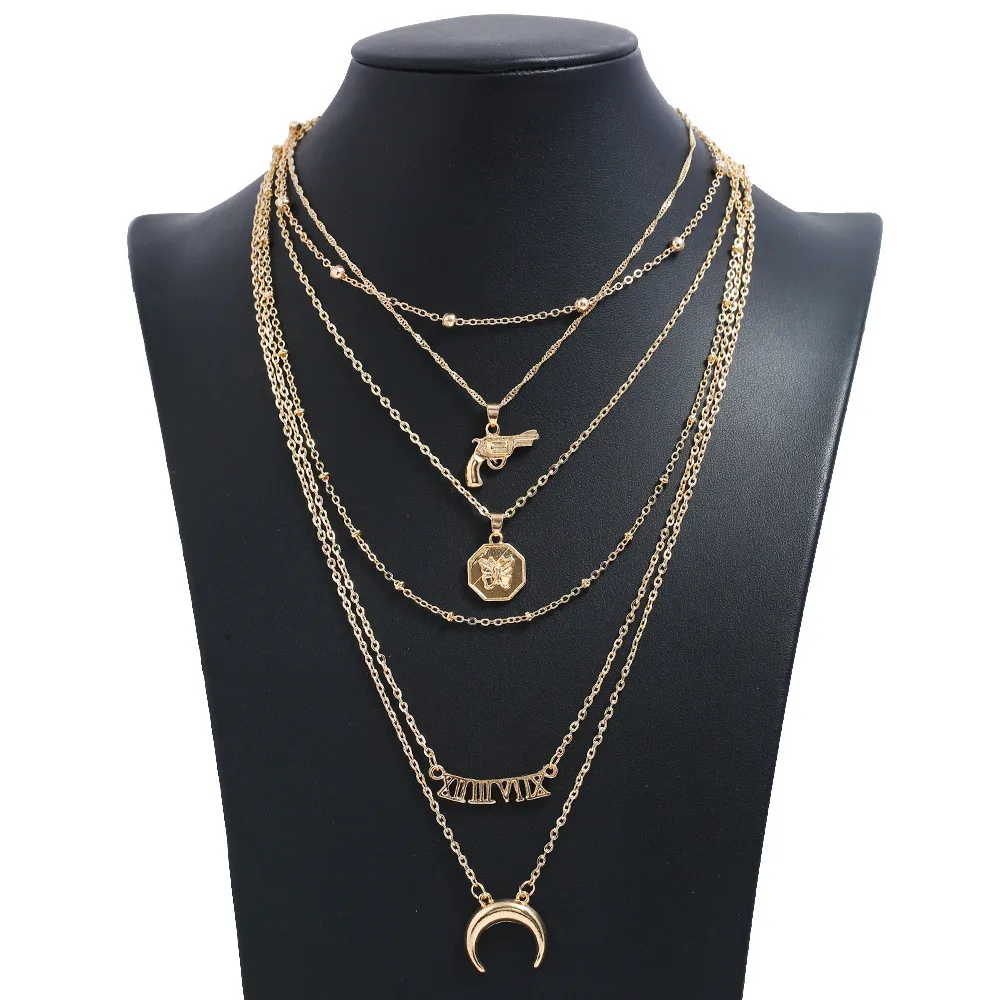 Винтажное многослойное ожерелье-чокер MLING из золотого сплава модное ожерелье с