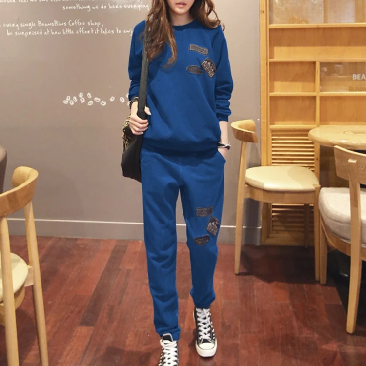Blue Spring S-6XL, женская спортивная одежда, спортивные костюмы, весна, осень, зима, повседневные, плюс бархат, Толстая Толстовка+ штаны, комплекты для женщин размера плюс - Цвет: Blue Spring
