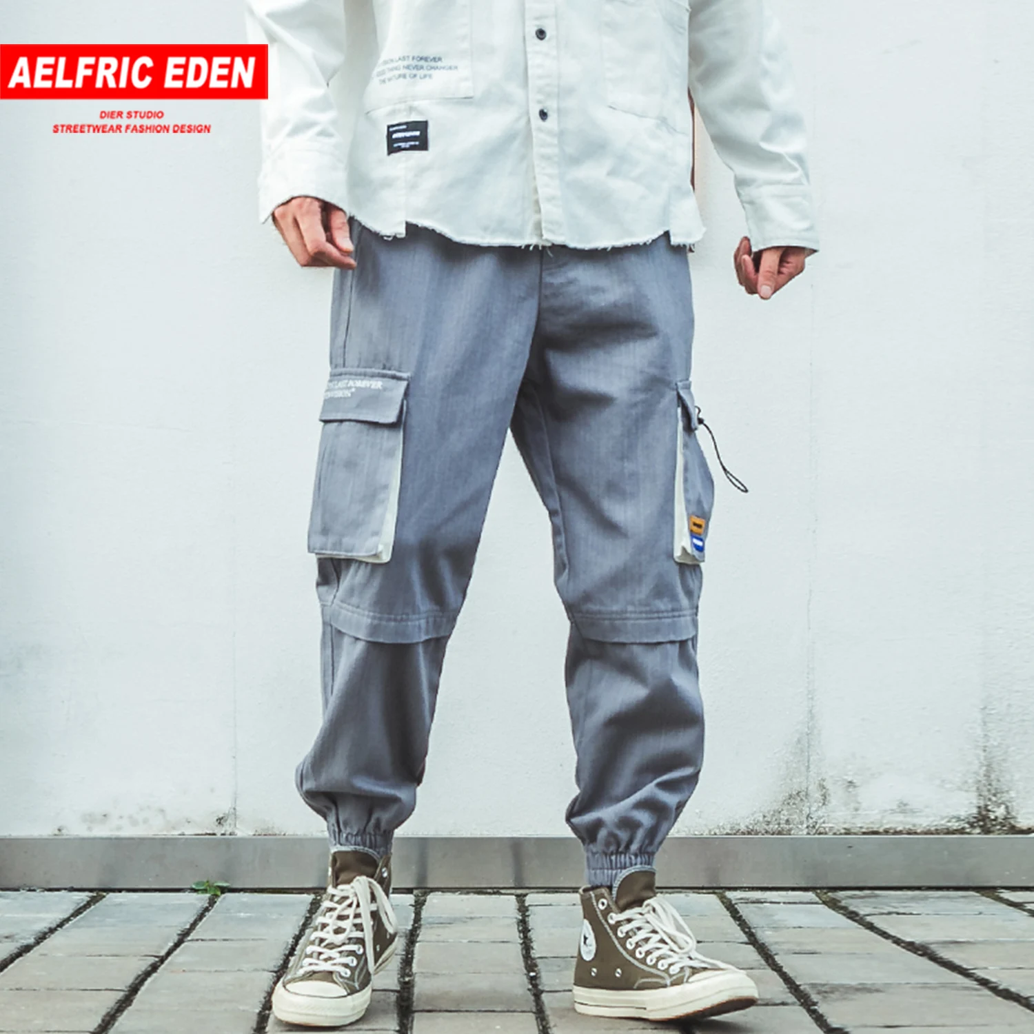 Мужские шаровары в стиле хип хоп с несколькими карманами повседневные брюки