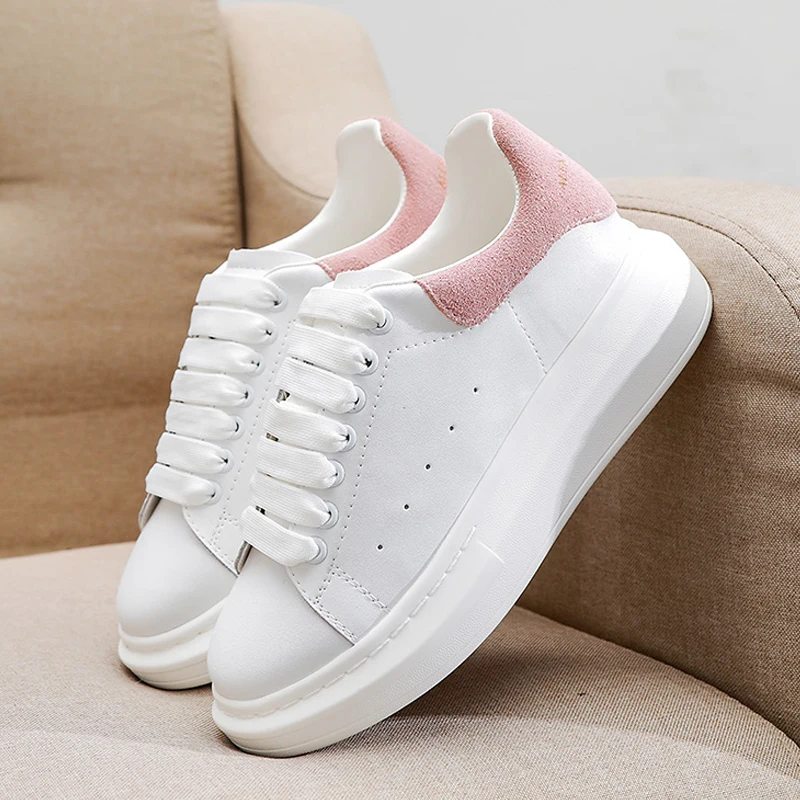 

Thick-soled Alexander High-Quality Men's and Women's White Shoes, Casual Sports Shoes, Brand Leather Sneakers, Low-Top Fashion,