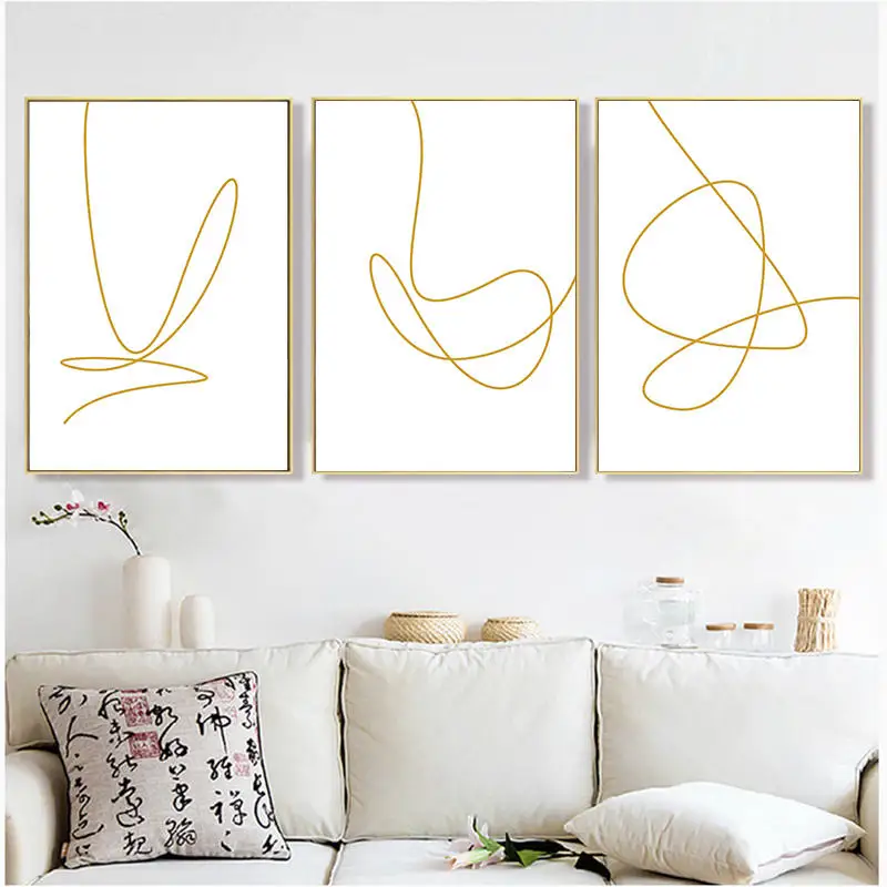 Абстрактные непрерывные One Line Рисование стены Искусство Постеры-холсты принты