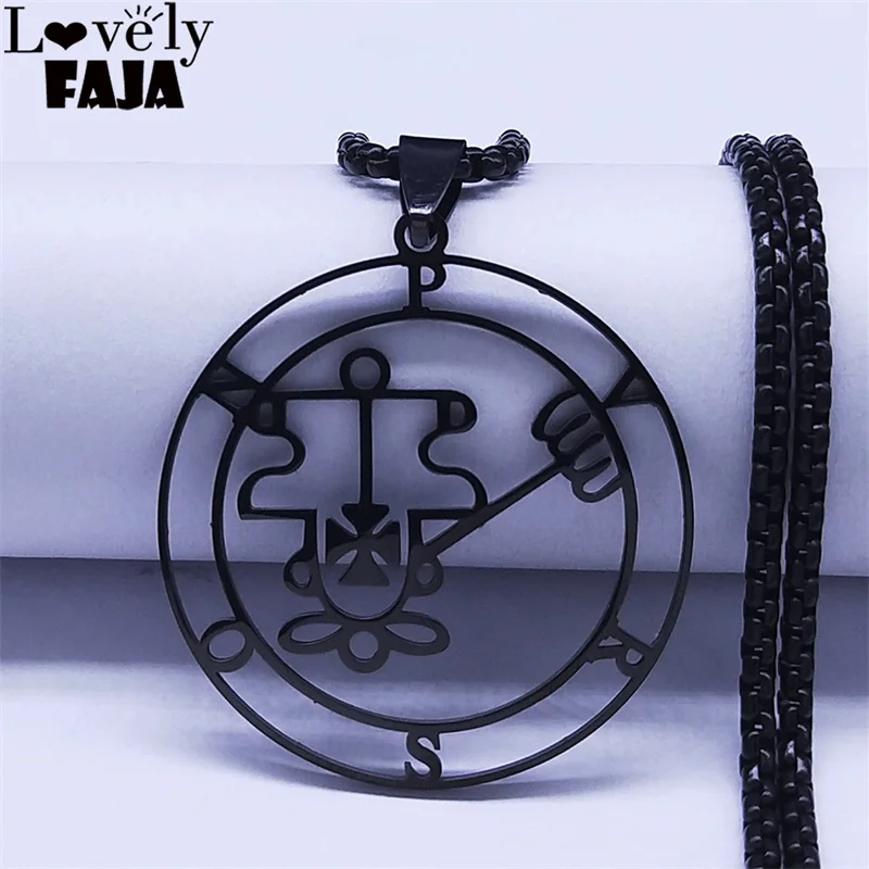 

Seal of Purson Stainless Steel Satan Necklaces Chain Asmoday Lazer Key Baphomet Stamp Necklaces Jewelry collier homme N7064S03