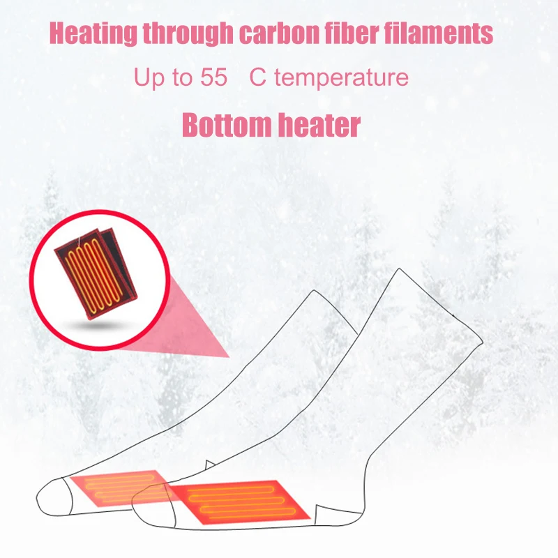 Плотные теплые носки с электроподогревом для женщин и мужчин Зимний Велоспорт