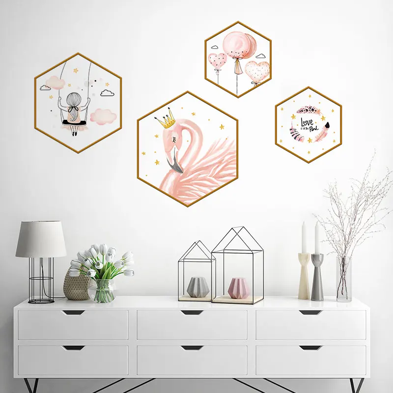 [Shijuekongjian] наклейки на стену с изображением животных фламинго DIY Мультяшные