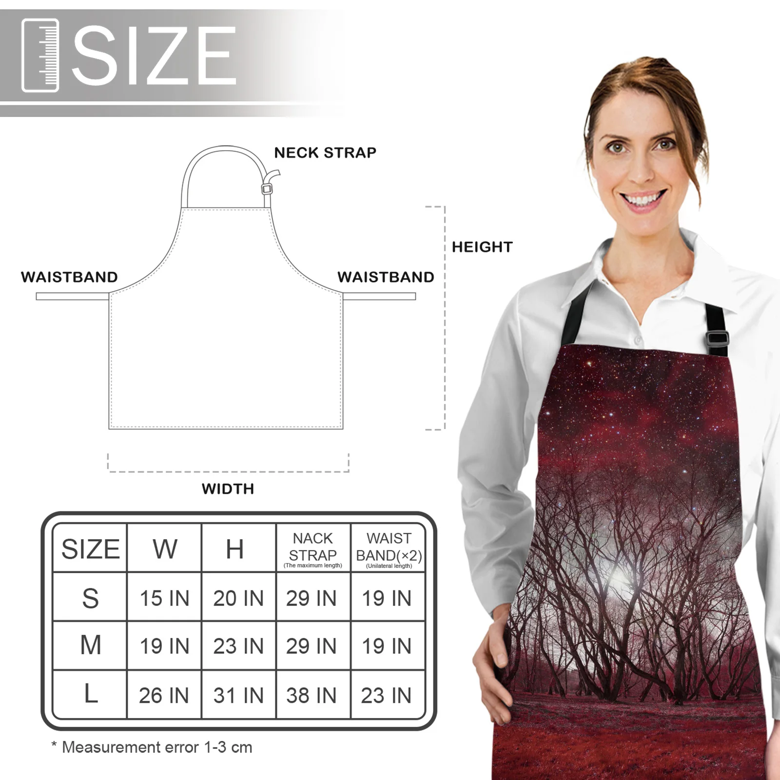 

Red Trees Starry Sky Forest Printed Kitchen Cooking Baking Aprons Canvas Sleeveless For Women Man Kids Home Delantal Cocina