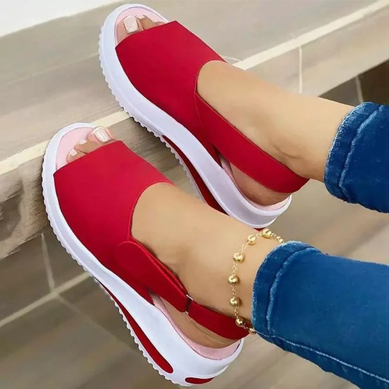 

2021 Women Sandals Heels Sandals Peep Top Summer Shoes Women Platform Sandals Soft Wedges Shoes Sandalias Mujer Casual Footwear