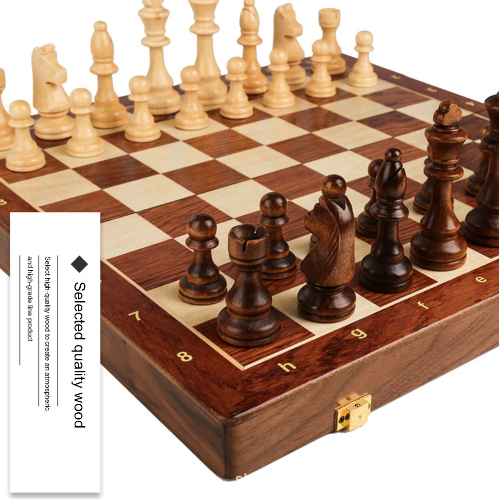 

Chess Set Top Grade Wooden Folding Big Traditional Classic Handwork Solid Wood Pieces Walnut Chessboard Children Gift Board Game