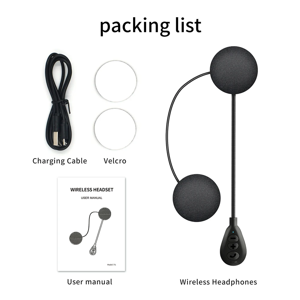 Гарнитура T6 для мотоциклетного шлема Bluetooth-совместимые Hi-Fi наушники с микрофоном