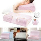 Подушка из пены с эффектом памяти, ортопедическая, с медленным восстановлением формы, для защиты шейного отдела позвоночника, для поддержки спины и шеи, 50 х30 см