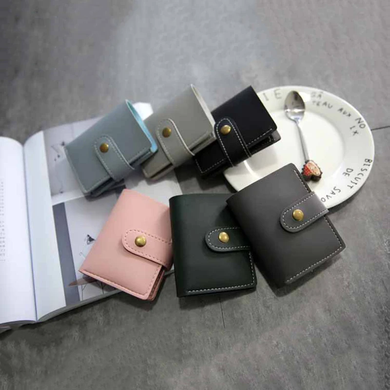

Компактный кошелек в стиле ретро для женщин, двойной складной бумажник с нитью для шитья, в британском стиле, простой тренд для студенток