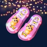 children luminous slippers soft pvc shoes comfortable toddler kid baby home shoes lovely cartoon smile pattern non slip footwear