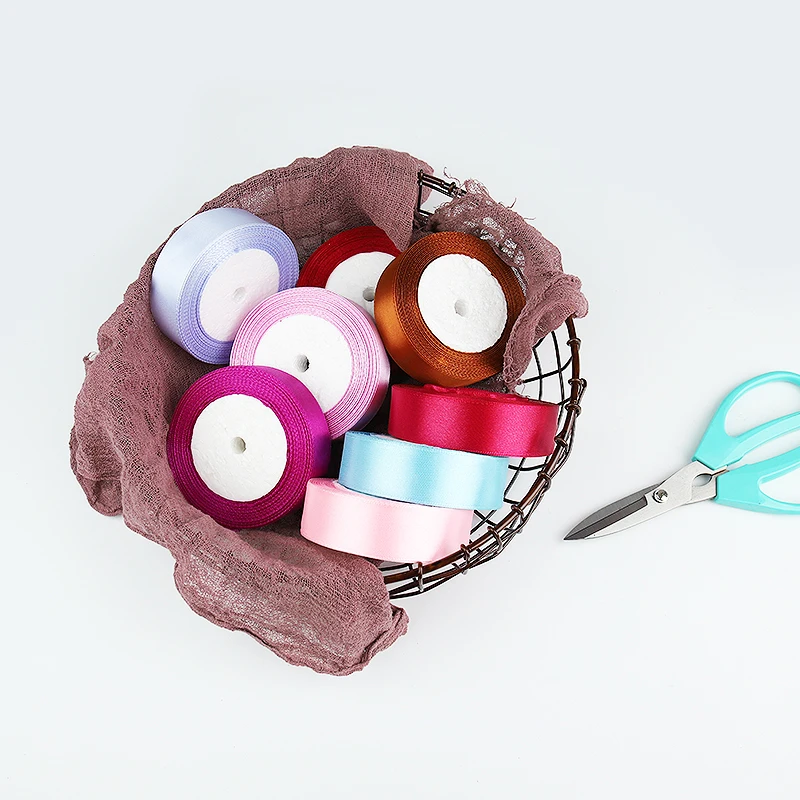 Шелковые атласные ленты 25 мм сделай сам белого синего фиолетового зеленого