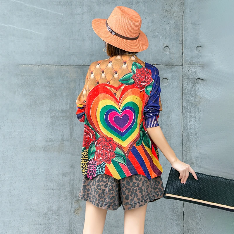 

Vintage Butterfly Printed Long Sleeve Knitting Pullover T-Shirts Women Casual Loose Fit O-Neck Short Tops Fashion Autumn T-Shirt