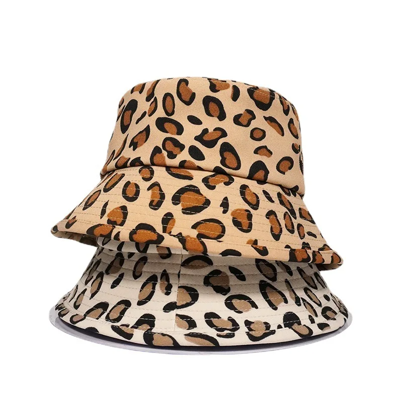 

2021 Summer LeopardBucket Hat Women Fishermant Hat Panama Travel Beach Sun Hat Bob Chapeau Femme Bucket Cap