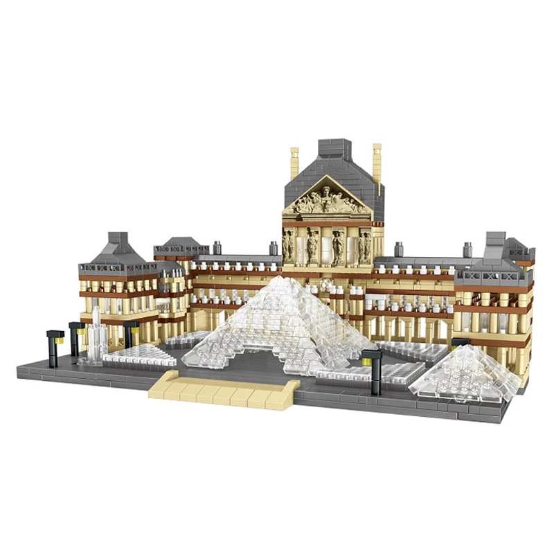 

World Architecture Paris Louvre Museum 3D Model DIY Mini Diamond Blocks Bricks Building Toy for Children no Box