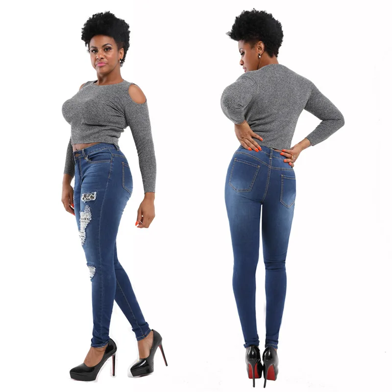 Лидер продаж женские джинсы с высокой талией рваные узкие модные повседневные
