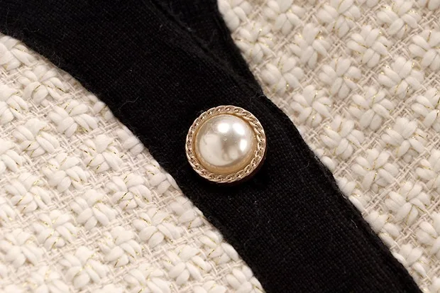 Mozuleva женские твид набор v образный ворот жемчужными пуговицами куртка + Бант шарф