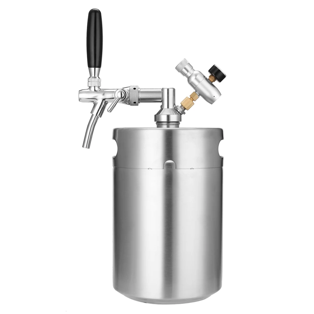 Мини пивной бочонок из нержавеющей стали с регулируемым краном и СО2 инжектором