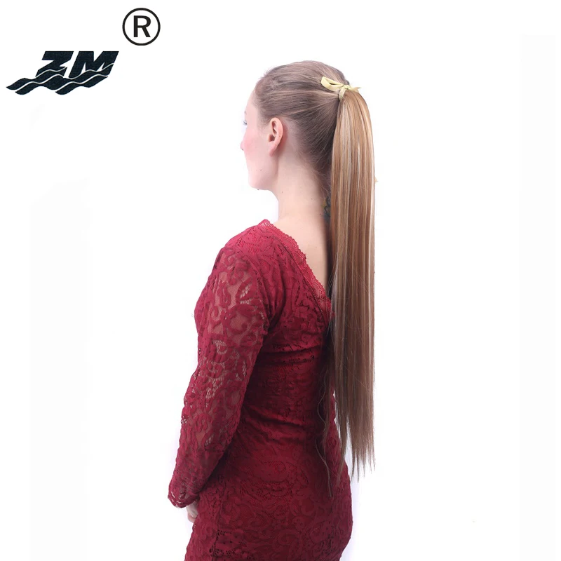 Прямые Синтетические накладные волосы ZM Омбре 24 дюйма накладной хвост из