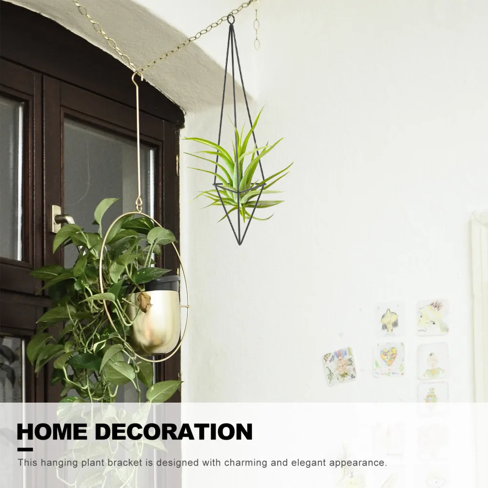 

1pc Hanging Wrought Metal Flower Shelf Flower Display Rack Storage Rack (Black)