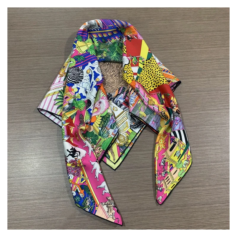 Женский квадратный шарф из чистого шелка роскошный брендовый 90*90 см 100%