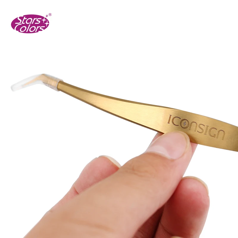 2 pieces/set High Quality Stainless Steel Eyelash Extension Tweezers Tigthness Gold Anti-static Curved/Bent Makeup | Красота и