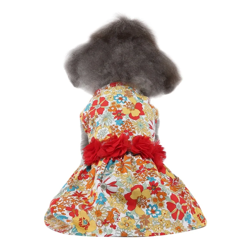 

Newest Summer Dog Dresses Sweet Floral Pet Puppy Wedding Princess Costumes Small Cat Lining Chiffon Clothing Hot Sell