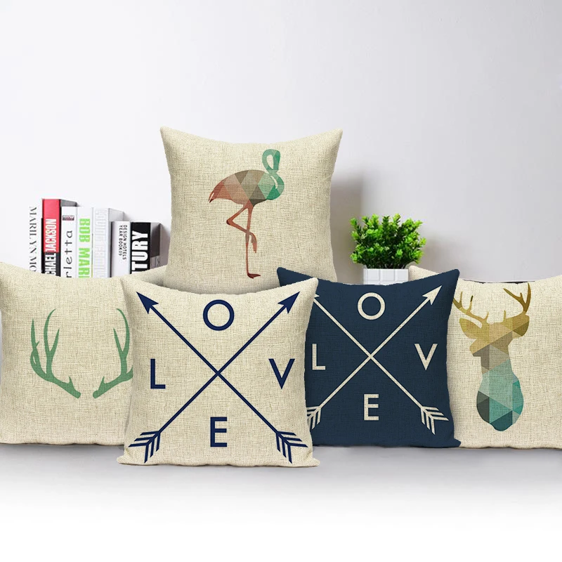 

Animal Pillow Covers Nordic Geometric Flamingo Deer Cushion Cover Home Decorative Pillow Case Bedroom Sofa Car Pillow Case
