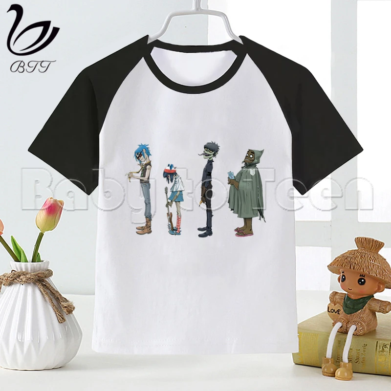 Gorillaz/футболка для мальчиков с рок группой летняя детская футболка топы маленьких