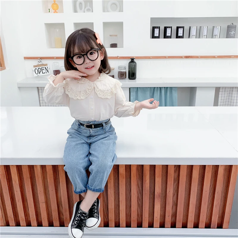 

Fall Clothes For Toddler Girls Cute Cotton Long Sleeve Lace Collar Girls Shirts Fashion Comfort Kids Blouse Children Outfits
