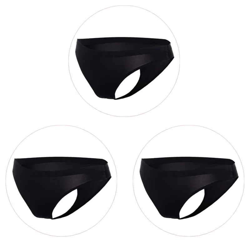 3pcs-black 3 шт./упак. женские стринги Бесшовные шелк женские сексуальные трусики Большой размер дамские стринги трусы женское сексуальное нижнее белье - Цвет: 3pcs-black