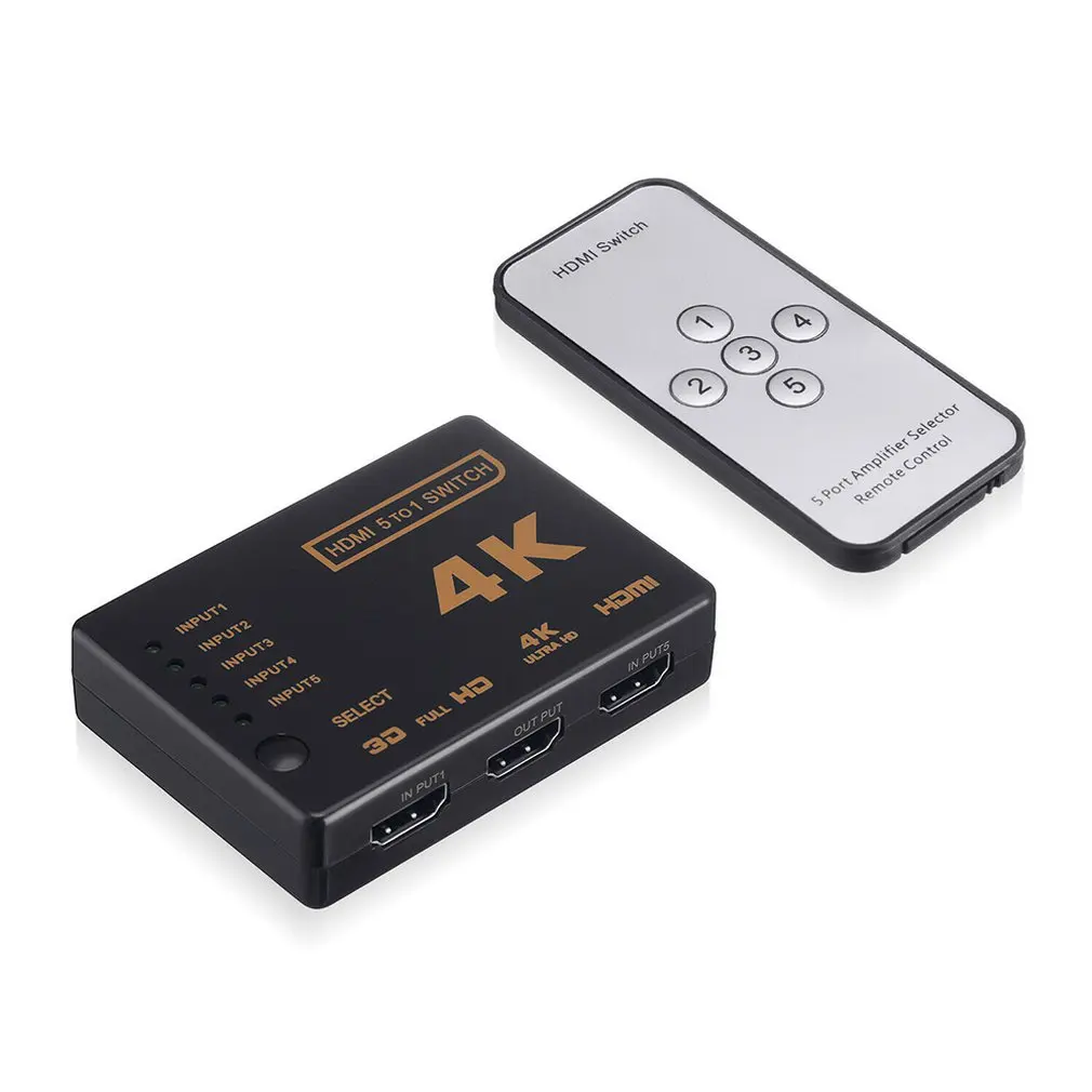 1 комплект 5 Порты и разъёмы UHD 3D 4K 1080p совместимому с HDMI Разветвитель
