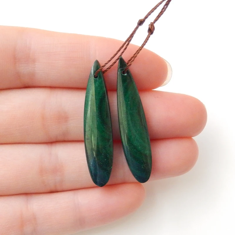 Новое поступление серьги-натуральный камень Малахит ручная работа полуготовые