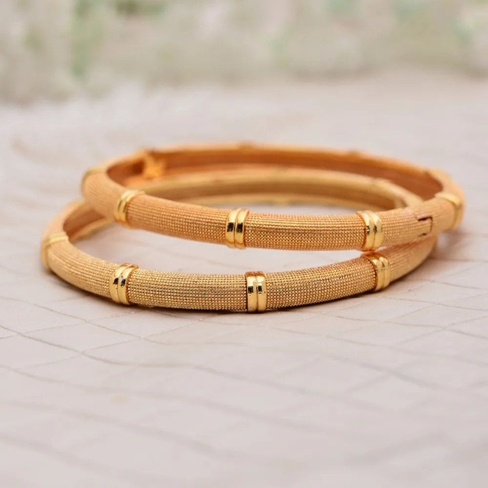 Annayoyo 4pcs Wholesale Fashion Dubai Bangle Jewelry Gold Color Ethiopian Bracelet for Women African Arab Items