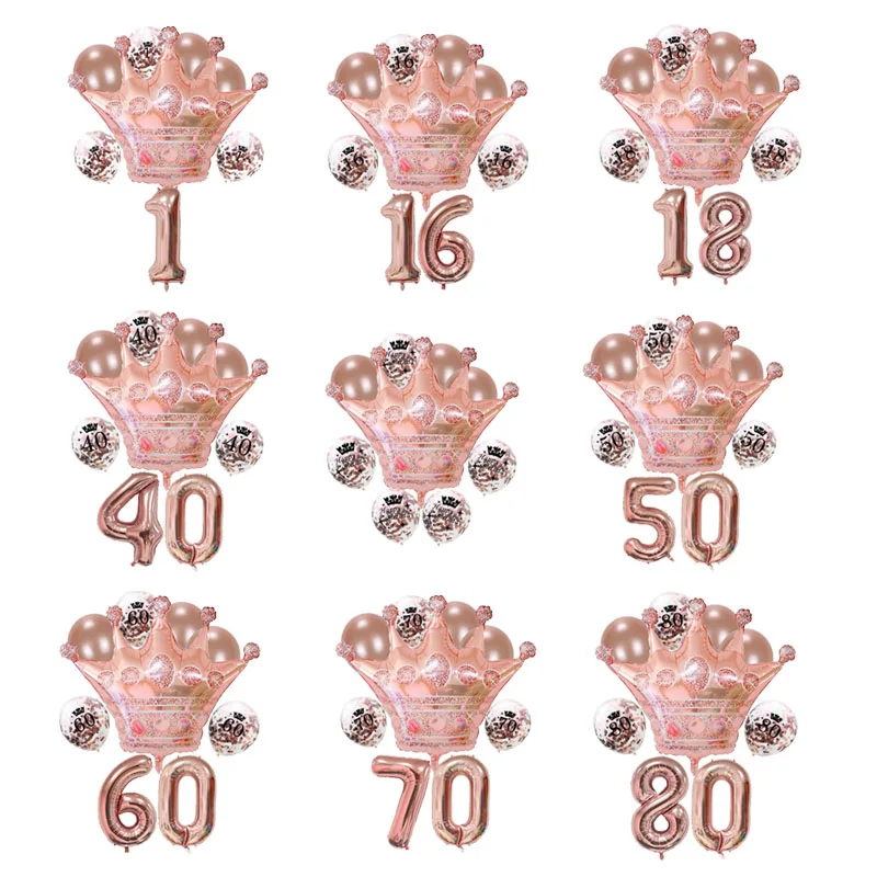 9 шт./лот 100 см Корона фольги воздушные шары с короной конфетти Латексный Шар 32