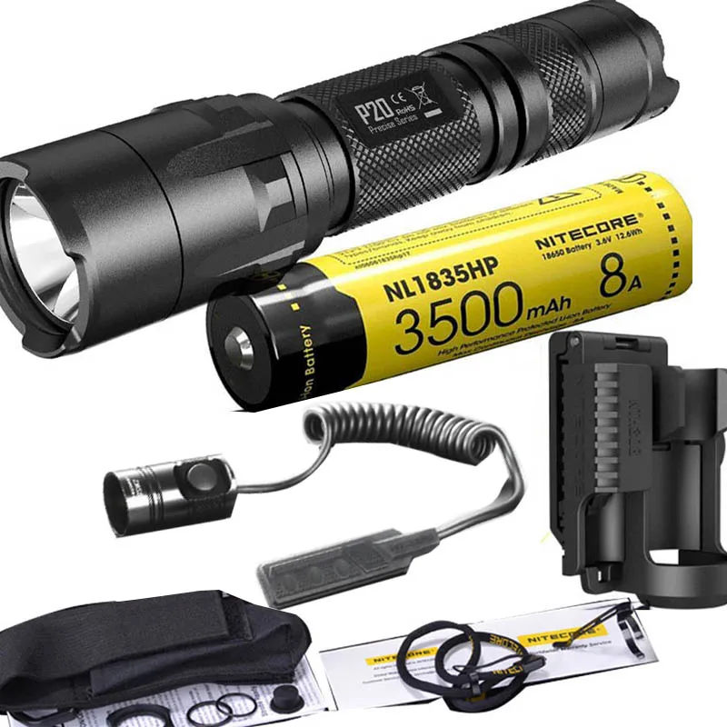 NITECORE P20 фонарик CREE XM-L2(U2) светодиодный Макс. 800 лм луч двойной переключатель задний светодиодный фонарь для спорта на открытом воздухе+ NITECORE NTH30B RSW2