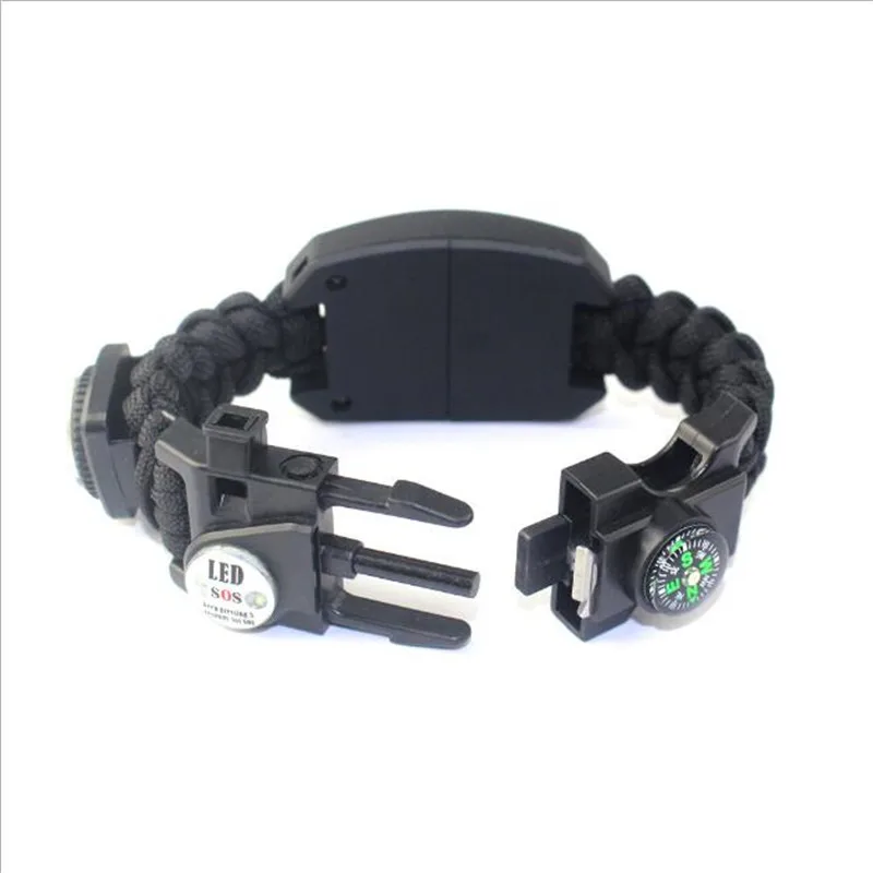 8 в 1 открытый кемпинг тактический Браслет для выживания Паракорд светодиодный