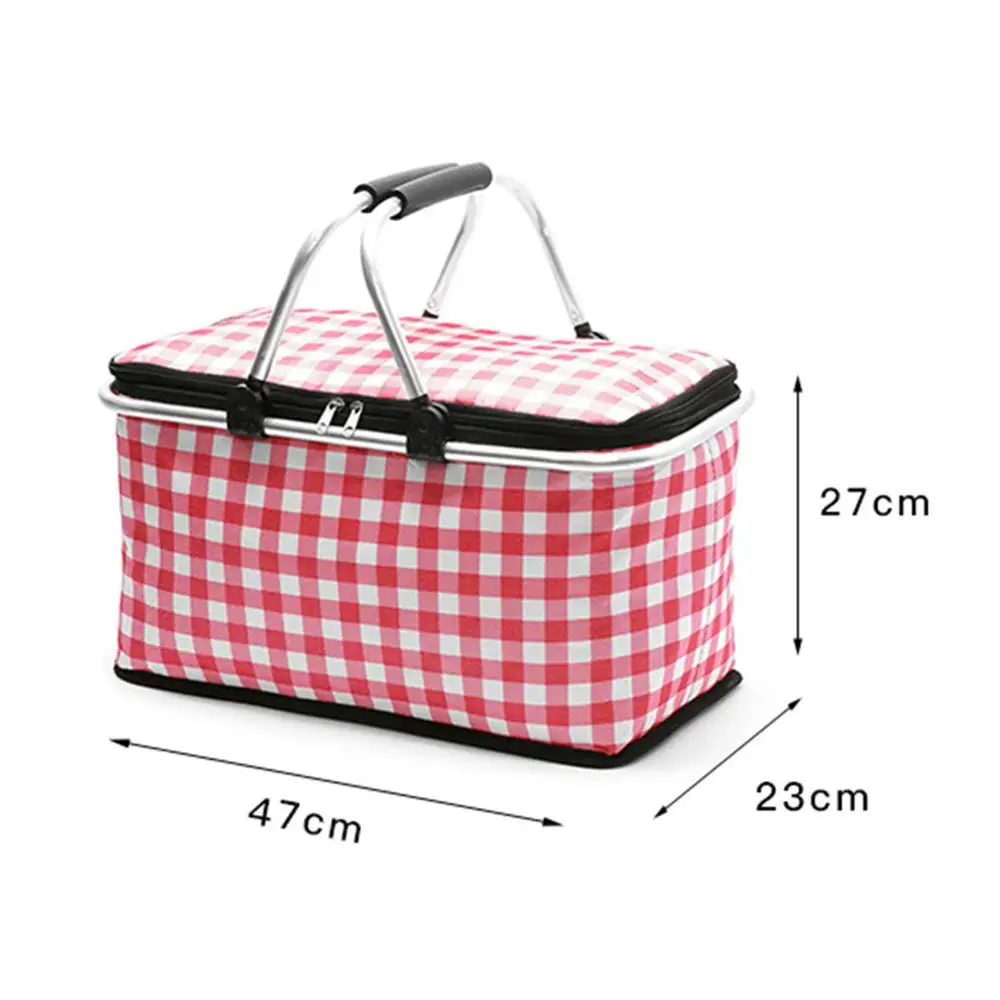 

29L Portable Picnic Basket Large Capacity Food Fresh Lunch Basket Outdoor Foldable Travel Handbag Beach Camping Refrigerator Bag
