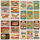 Жестяные знаки Чикаго сэндвич, хот-доги, гамбургеры, винтажная металлическая табличка, Настенный декор для кухни, кафе, закусочной, металлический плакат YM084