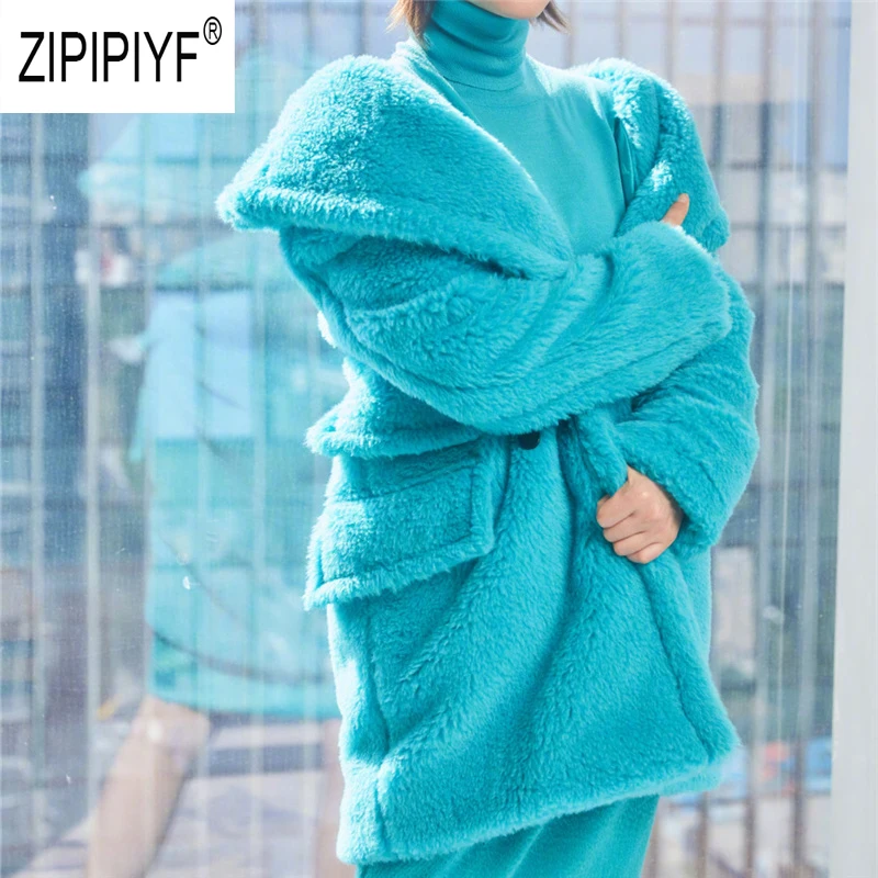 Брендовая Новая мода 2019 зимнее женское пальто с длинным рукавом однобортное