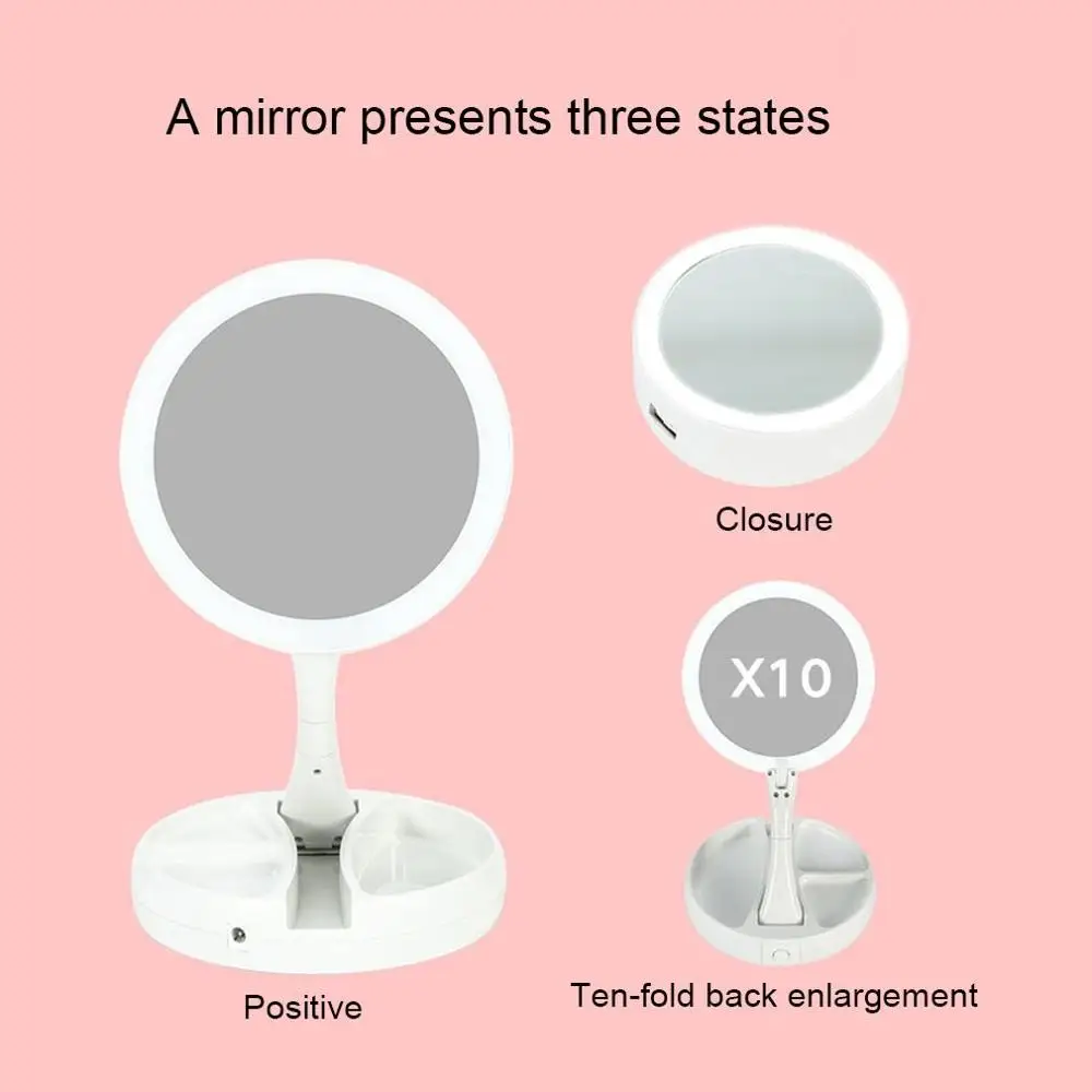 Двойной боковое зеркало для макияжа с светильник USB компьютера и ноутбука