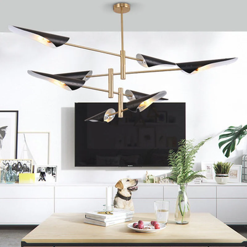 Металлическая люстра в стиле пост-модерн скандинавский подвесной светильник