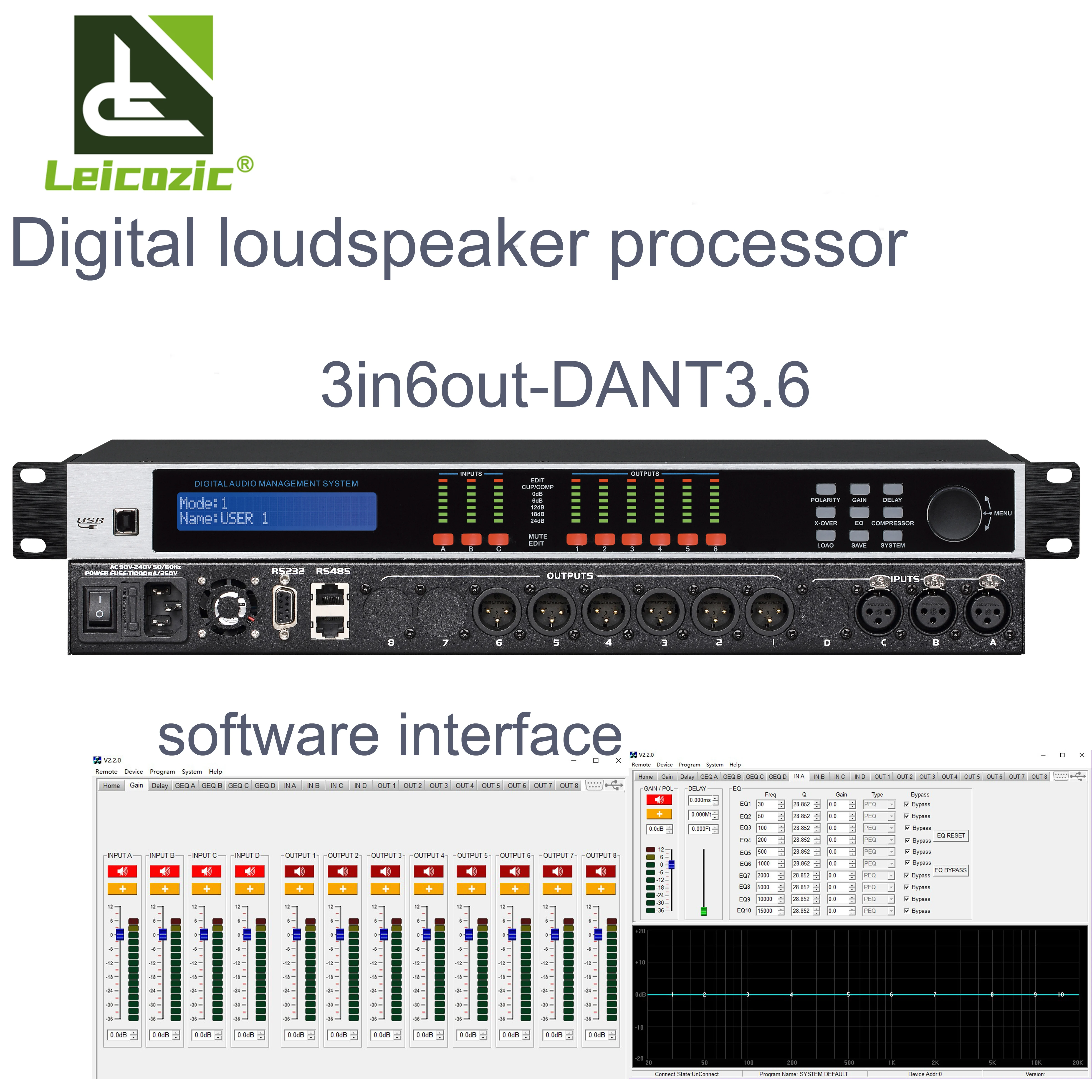 Процессор для акустической системы Dant3.6 Dsp 3 дюйма 6 выходов|Сценическое