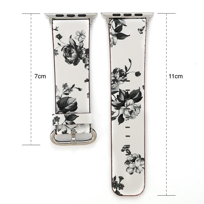 

Fresh Leather Loop for Apple Watch Band 38mm 42mm 40mm 44mm Flower Watchband for iwatch 4 3 2 1 Strap series 5 6 se